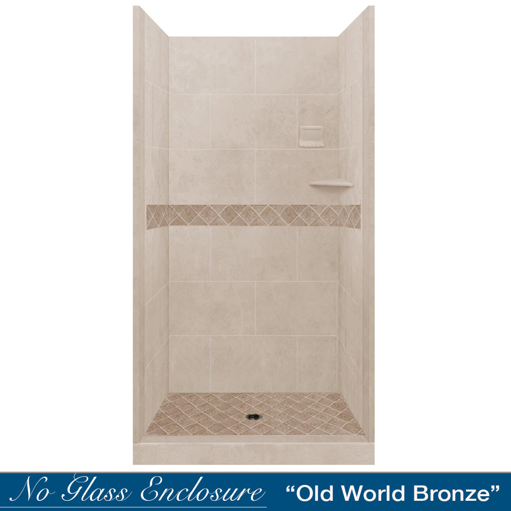 Alcove Brown Sugar Sistine Stone & Diamond Stone Accent ("DIY Shower Remodel Kit")