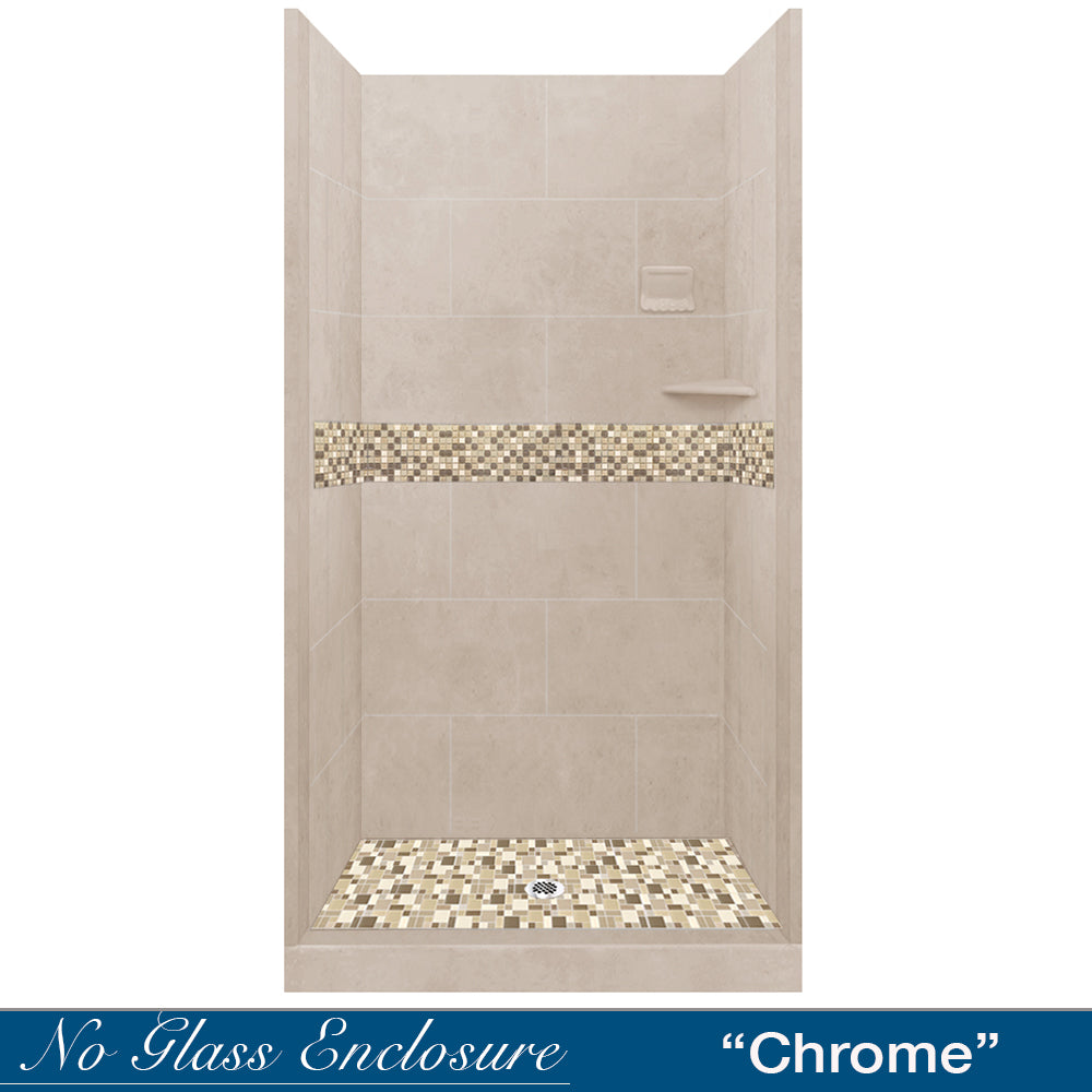 Alcove Brown Sugar Sistine Stone & Roma Mosaic Accent Shower Remodel Kit