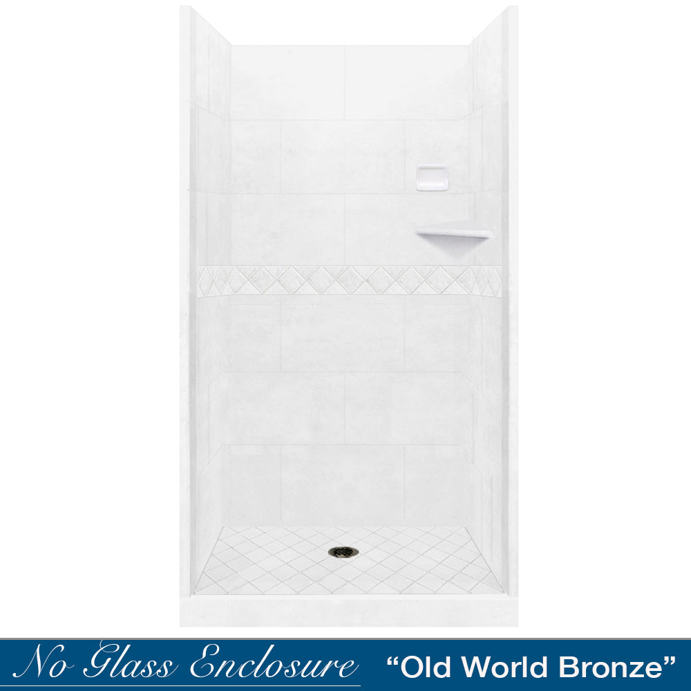 Alcove Natural Buff Sistine Stone & Diamond Stone Accent ("DIY Shower Remodel Kit")