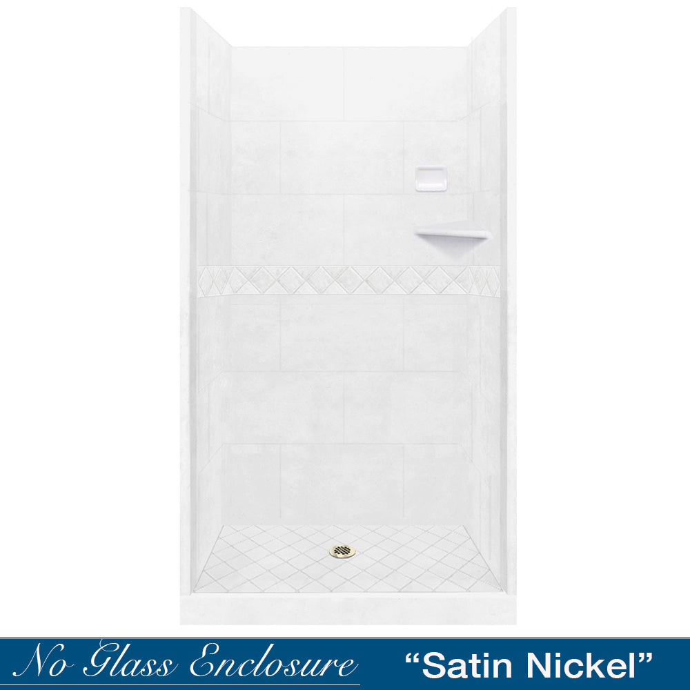 Alcove Natural Buff Sistine Stone & Diamond Stone Accent ("DIY Shower Remodel Kit")