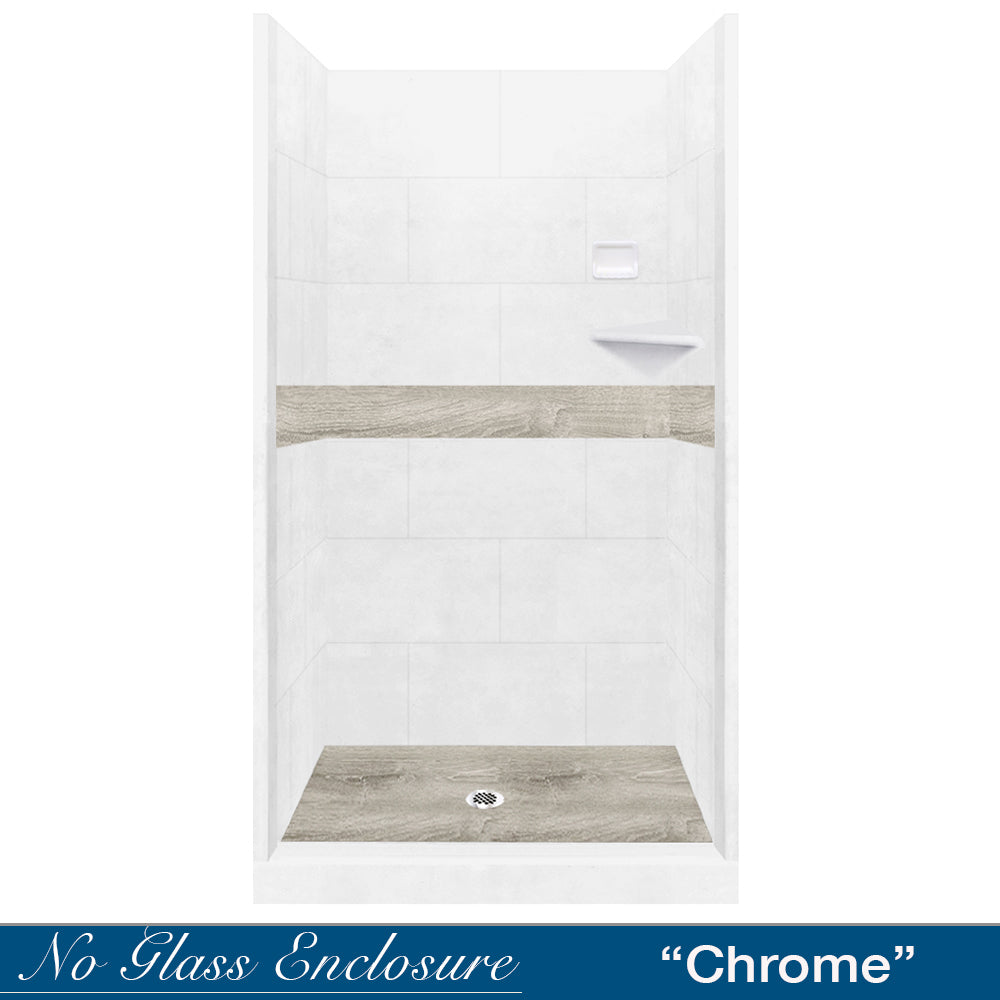 Natural Buff Sterling Oak Small Alcove Shower Kit