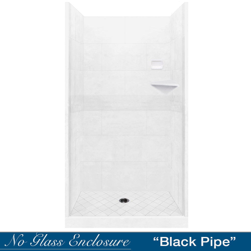 Diamond Solid Natural Buff Small Alcove Shower Enclosure Kit