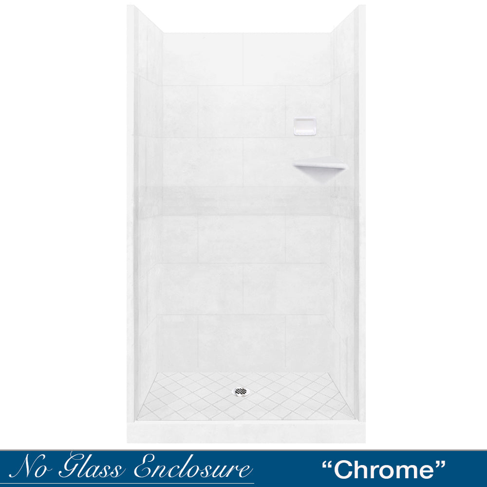 Diamond Solid Natural Buff Small Alcove Shower Enclosure Kit