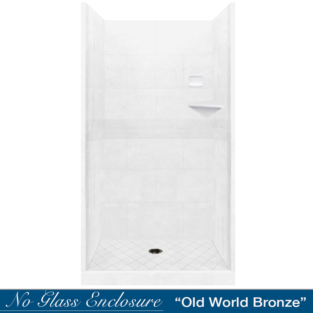 Diamond Solid Natural Buff Small Alcove Shower Enclosure Kit