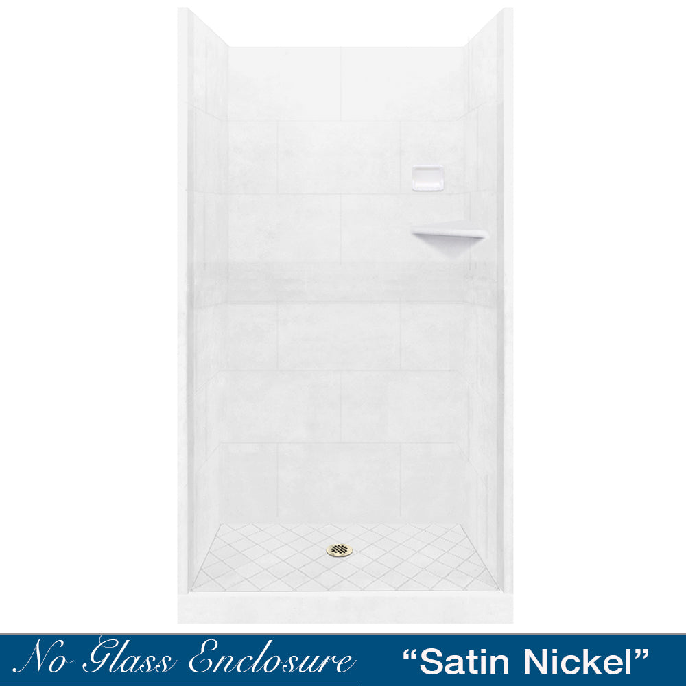 Diamond Solid Natural Buff Small Alcove Shower Enclosure Kit