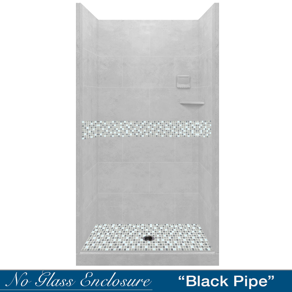 Alcove Portland Cement Sistine Stone & Del Mar Mosaic Accent Shower Remodel Kit