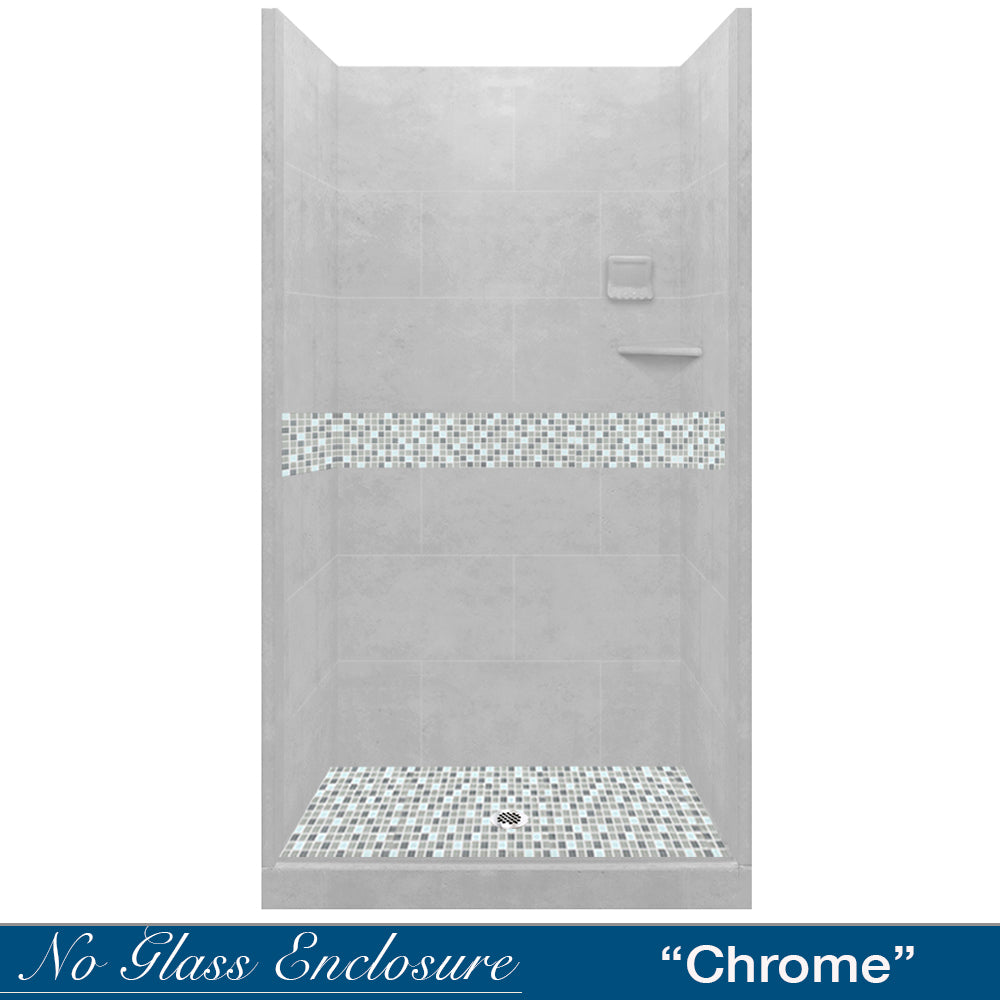 Alcove Portland Cement Sistine Stone & Del Mar Mosaic Accent Shower Remodel Kit