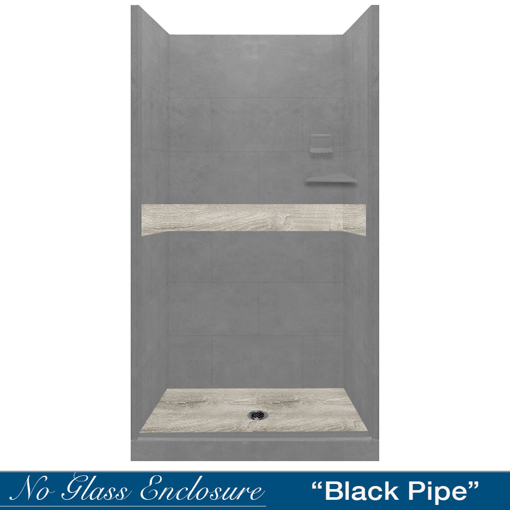 Wet Cement Sterling Oak Small Alcove Shower Kit