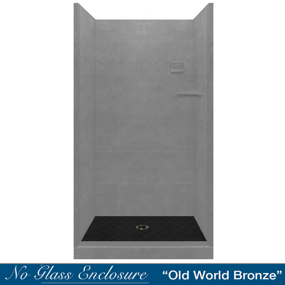 Diamond Solid Wet Cement Small Alcove Shower Kit