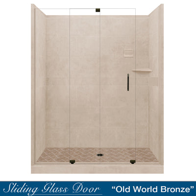 Diamond Solid Brown Sugar 60" Alcove Shower Kit  testing shower - American Bath Factory