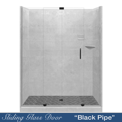 Diamond Solid Portland Cement 60" Alcove Shower Kit  testing shower - American Bath Factory