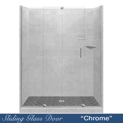 Diamond Solid Portland Cement 60" Alcove Shower Kit  testing shower - American Bath Factory