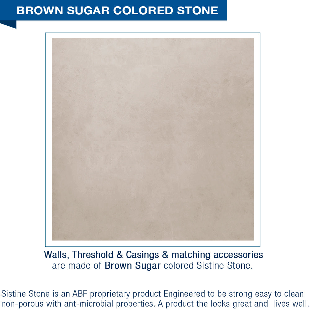 60" Alcove Brown Sugar Sistine Stone & Burnt Oak Wood Accent ("DIY Shower Remodel Kit")