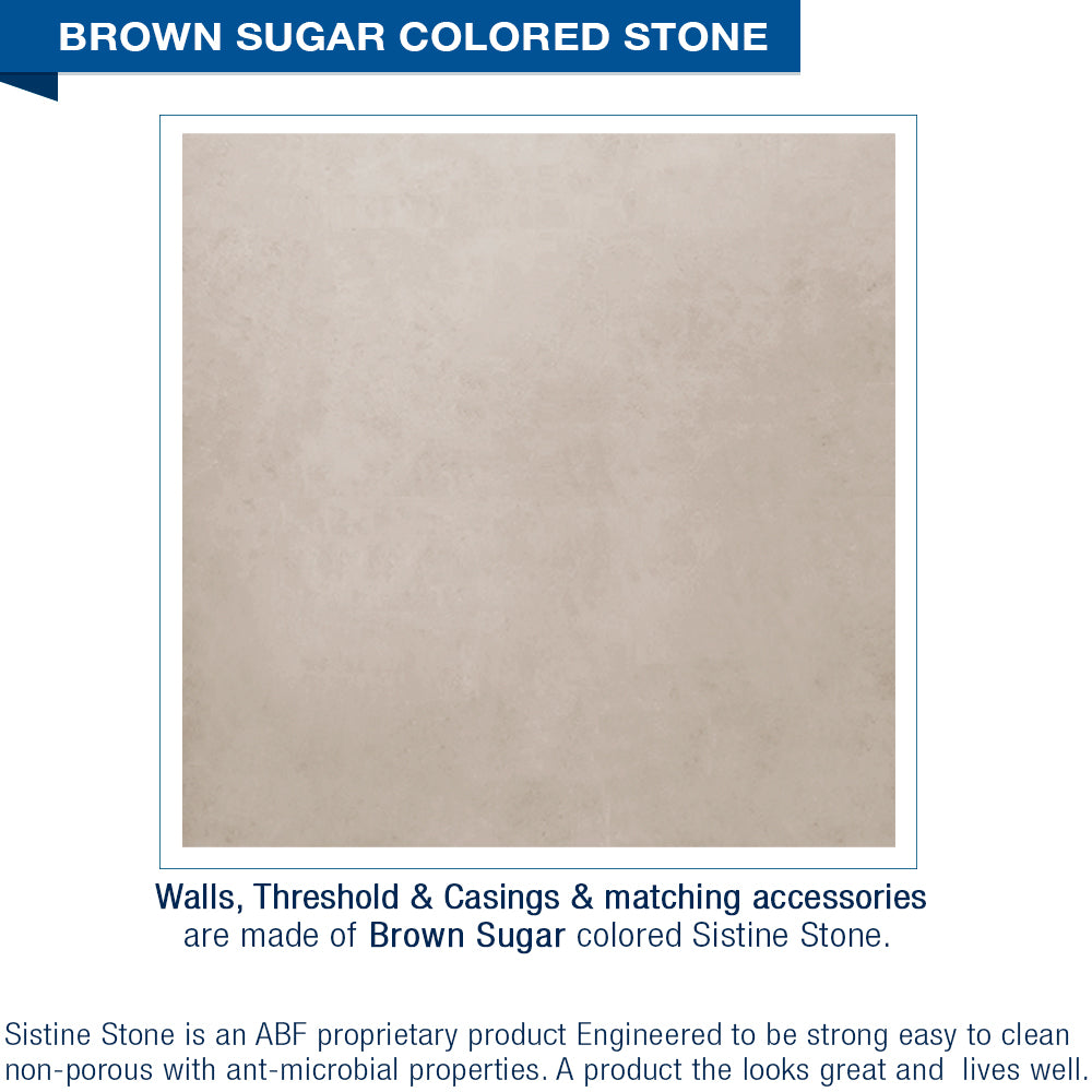 Burnt Oak Brown Sugar  60" Alcove Stone Shower Enclosure Kit