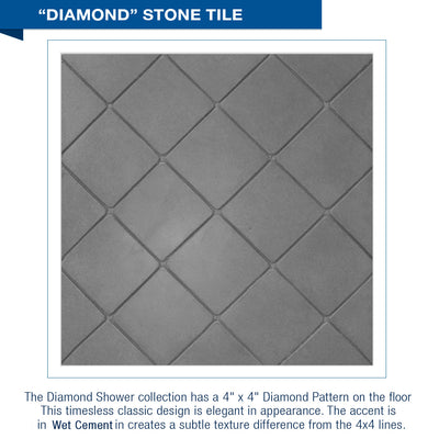 Diamond Solid Portland Cement Small Alcove Shower Enclosure Kit