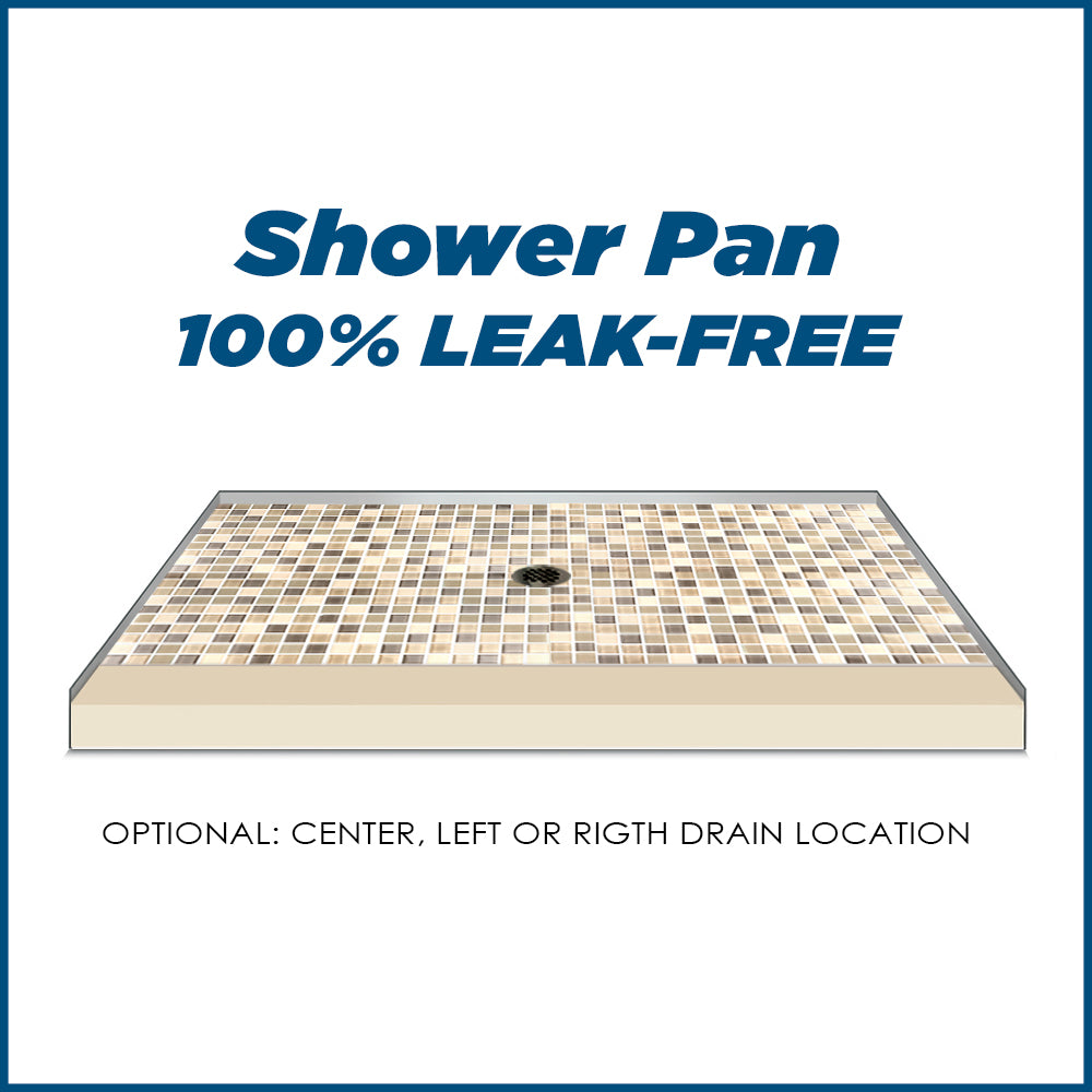 Freedom Standard Roma Mosaic Desert Sand 60" Alcove Shower Kit  testing shower - American Bath Factory