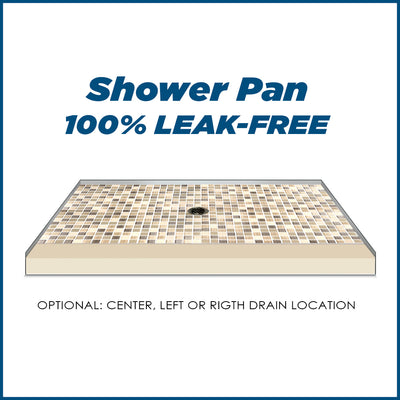 Roma Mosaic Desert Sand 60" Alcove Shower Kit  testing shower - American Bath Factory