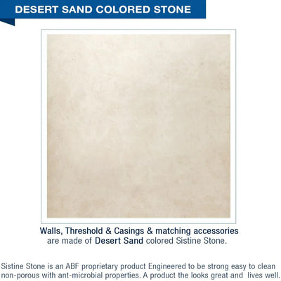 Clearance-Freedom 60" X 30" Tuscany Mosaic Desert Sand Center Drain Stone Alcove Shower Kit W/Glass Door (26)