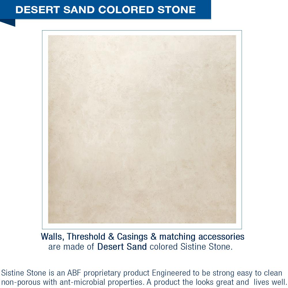 Burnt Oak Desert Sand  60" Alcove Stone Shower Enclosure Kit
