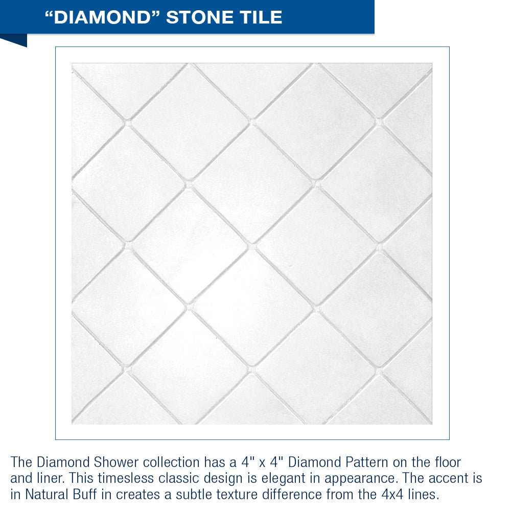 Freedom Standard Diamond Natural Buff 60" Alcove Shower Kit  testing shower - American Bath Factory