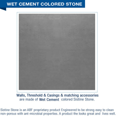 Sterling Oak Wet Cement  60" Alcove Stone Shower Kit