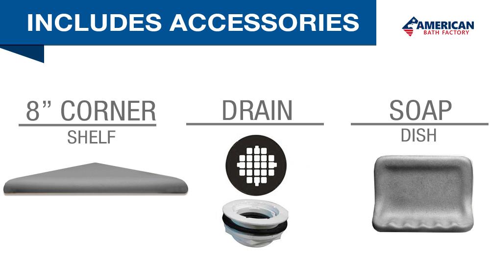 Alcove Wet Cement Sistine Stone & Subway Stone Accent Shower Remodel Kit