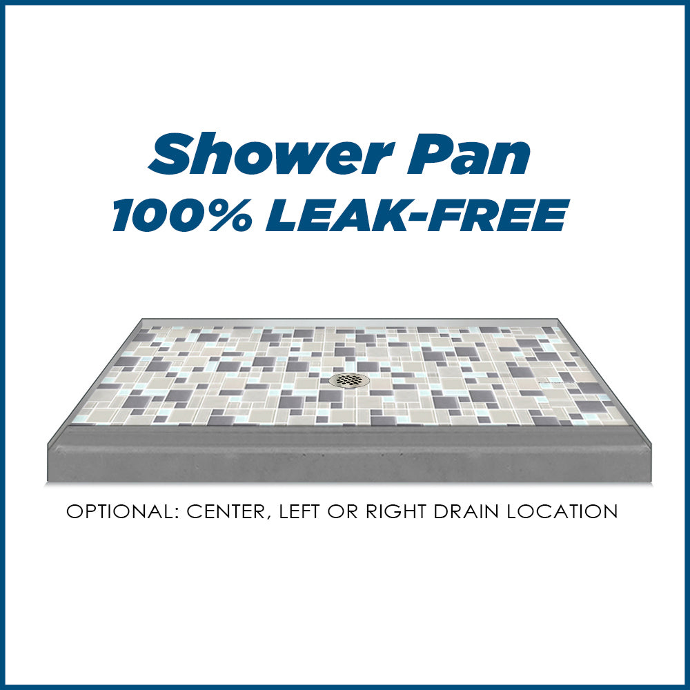 Newport Mosaic Wet Cement 60" Alcove Shower Kit  testing shower - American Bath Factory
