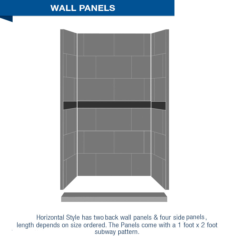 Alcove Wet Cement Sistine Stone & Subway Stone Accent Shower Remodel Kit
