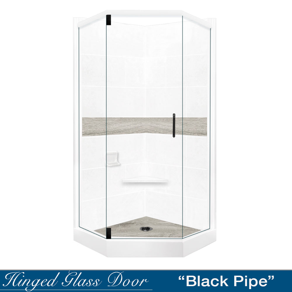 Neo-Angle Natural Buff Sistine Stone & Sterling Oak Wood Accent ("DIY Shower Remodel Kit")