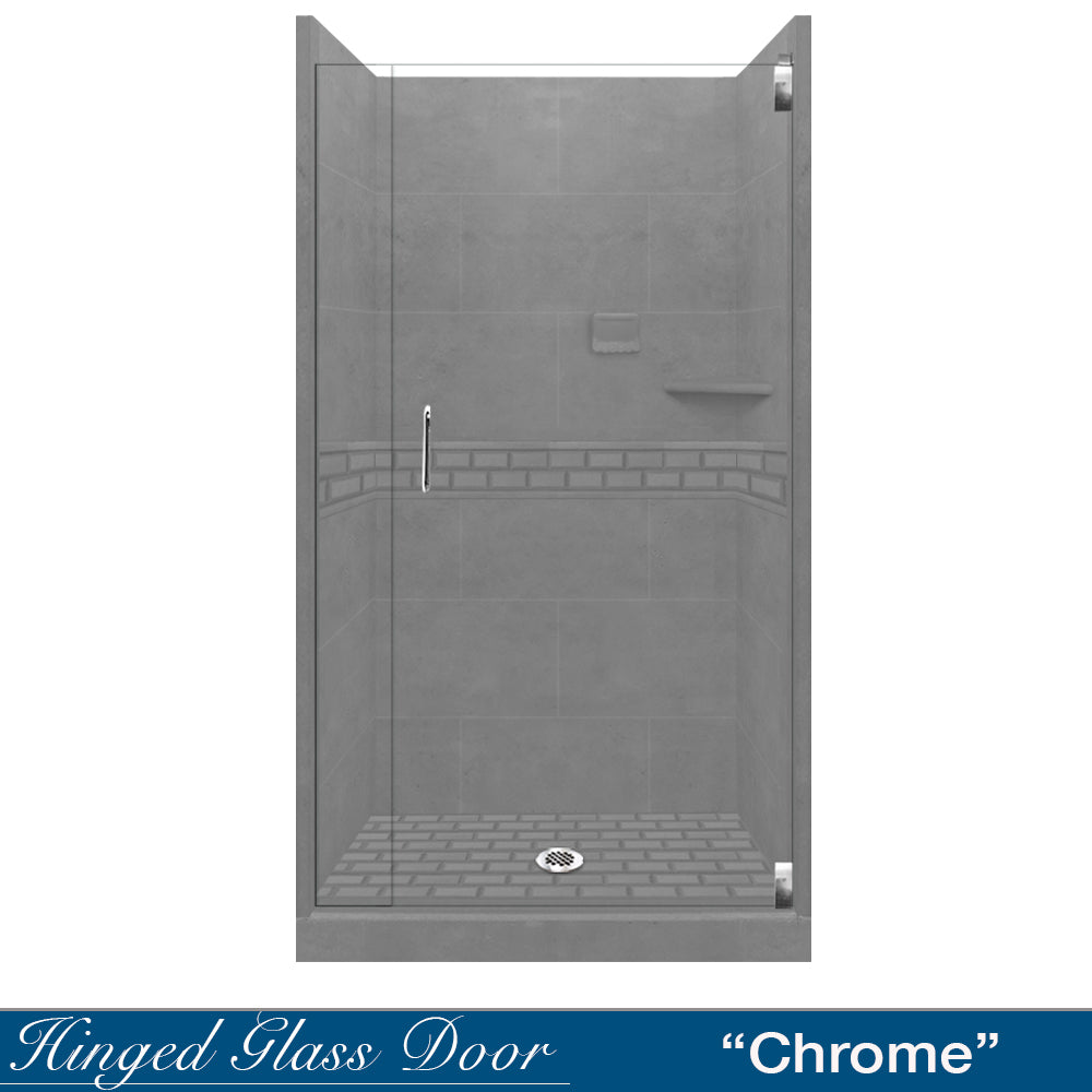 Alcove Wet Cement Sistine Stone & Subway Stone Accent Shower Remodel Kit