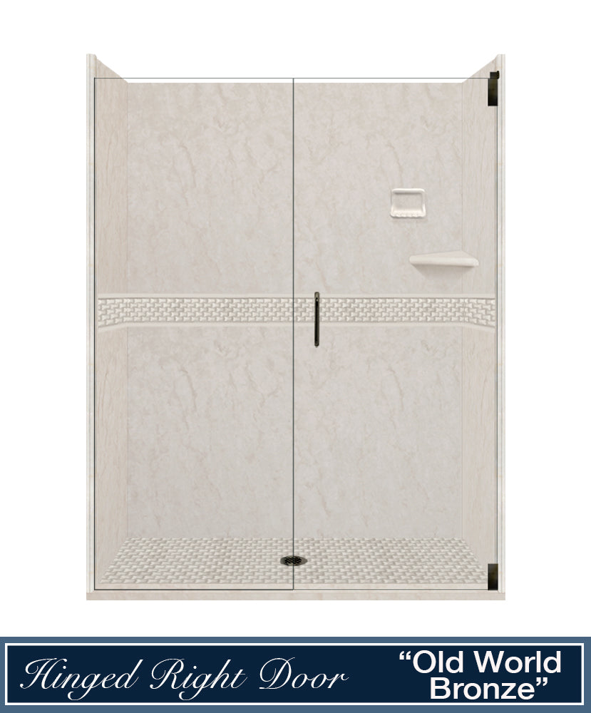 60" Alcove Rafe Medici Marble & Jewel Stone Accent Shower Remodel Kit