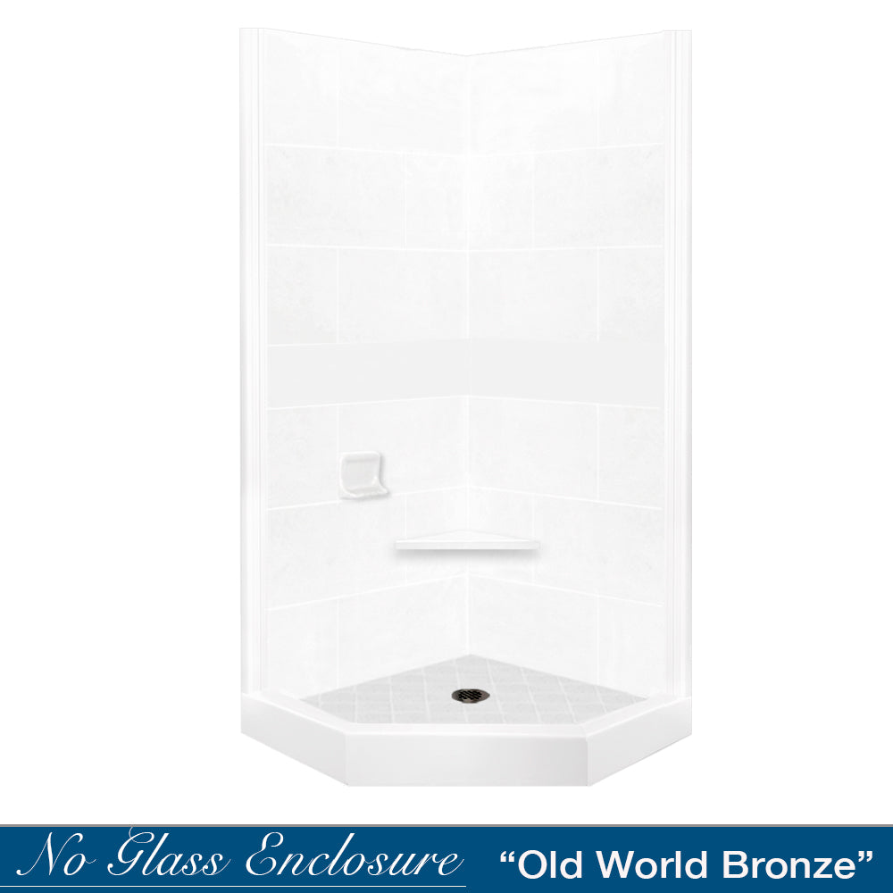 Neo-Angle Natural Buff Sistine Stone & Diamond Stone Accent Shower Remodel Kit