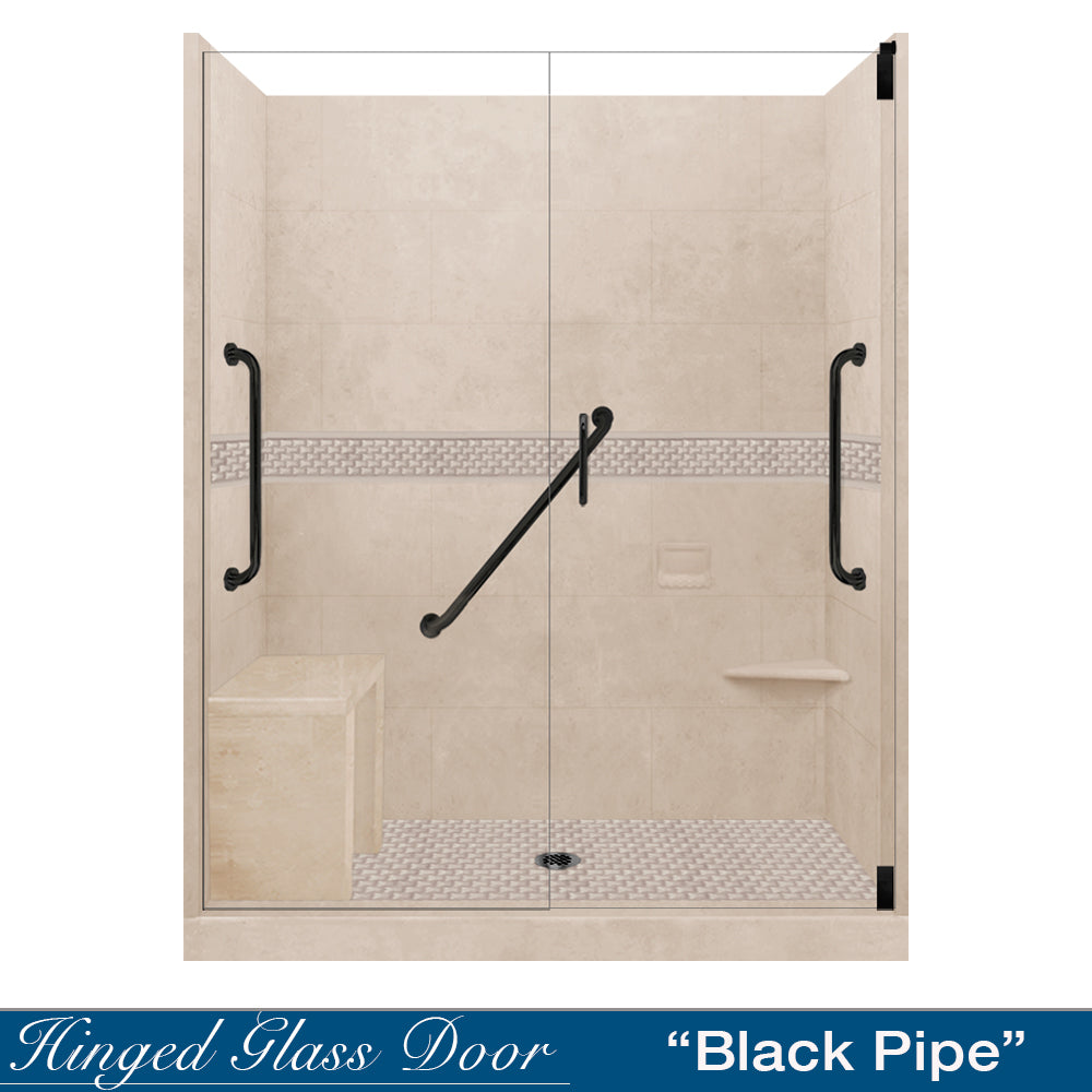 Freedom 60" Alcove Brown Sugar Sistine Stone & Jewel Stone Accent ("DIY Shower Remodel Kit")