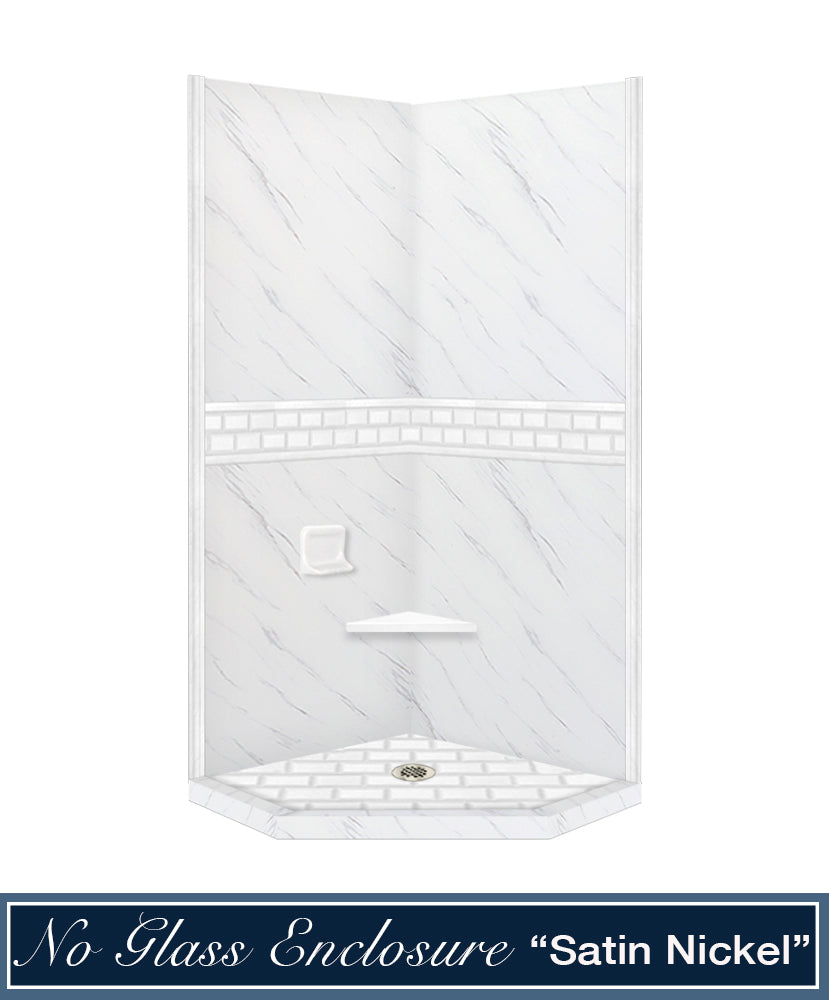 Carrara Marble Subway Neo Shower Enclosure Kit