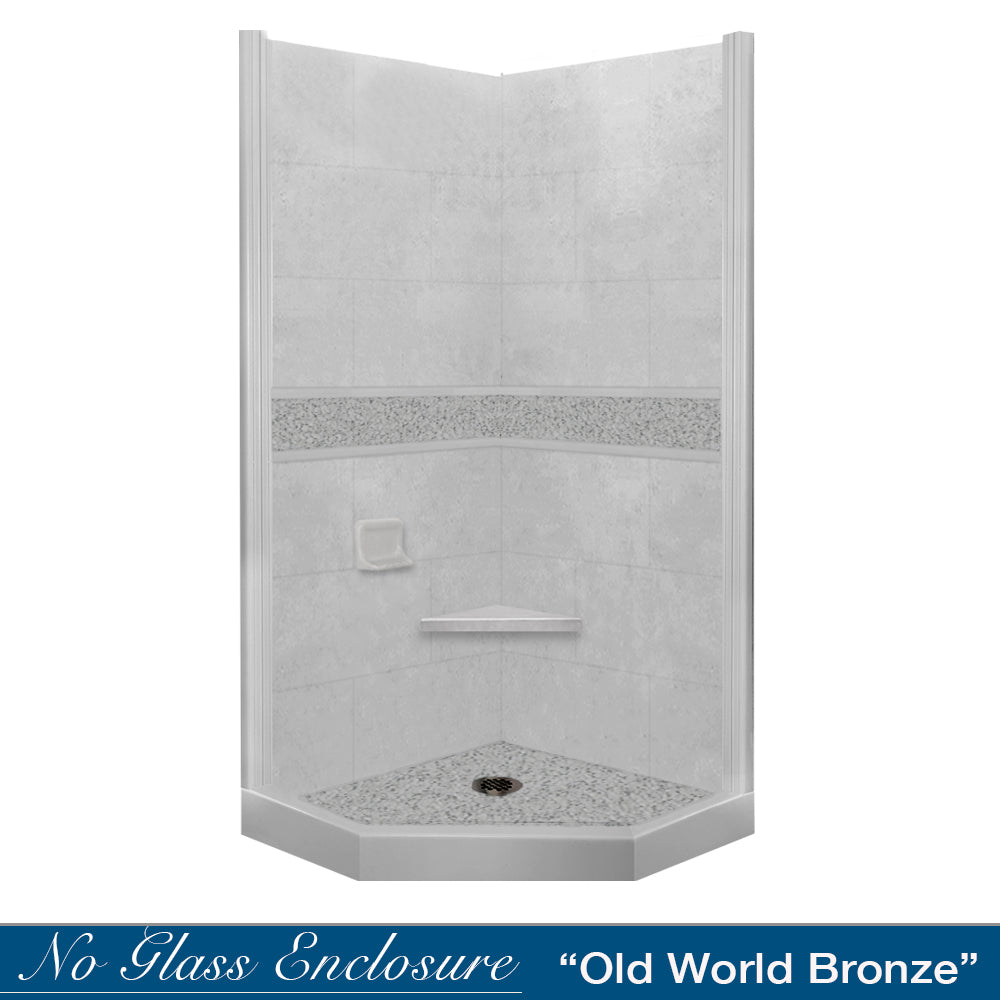 Neo-Angle Portland Cement Sistine Stone & Pebble Stone Accent Shower Remodel Kit