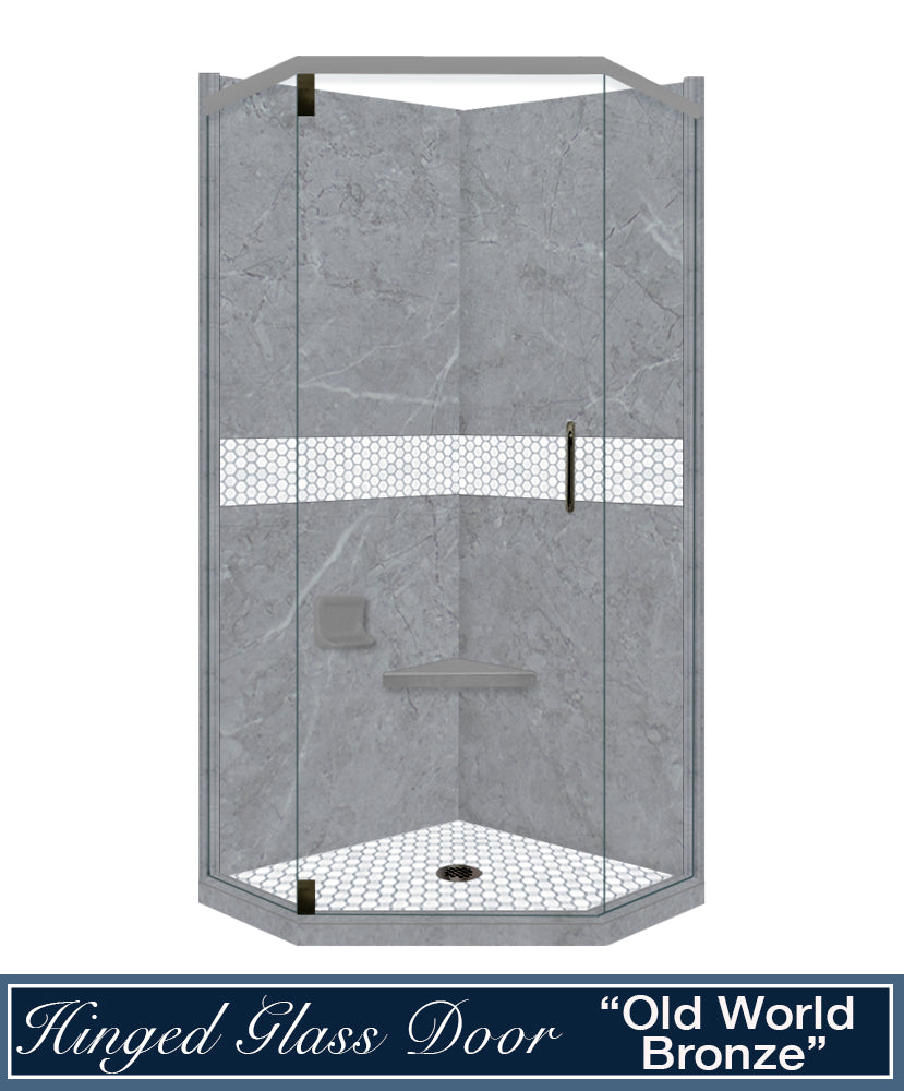 Grio Marble Pearl Hex Mosaic Neo Shower Enclosure Kit