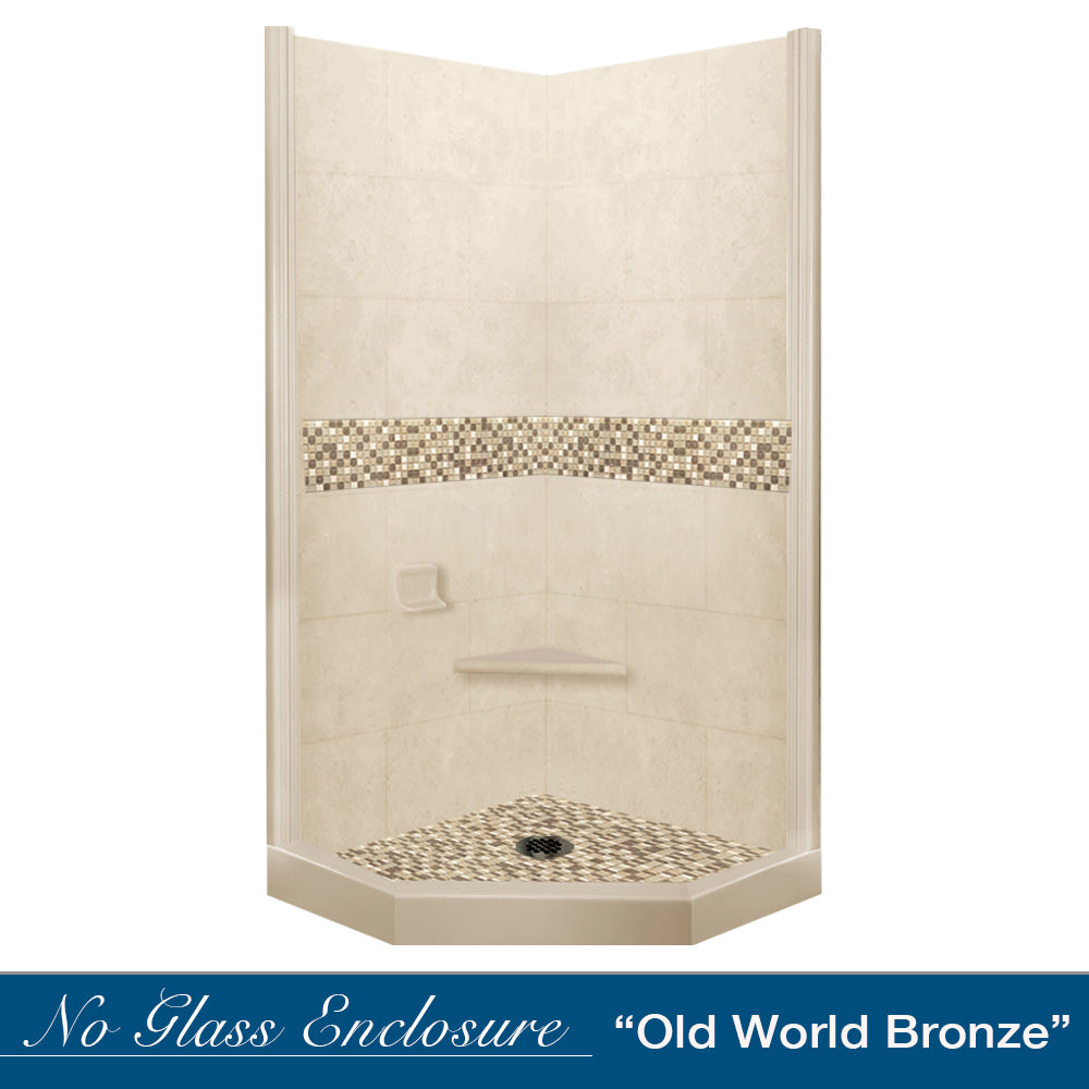 Neo-Angle Desert Sand Sistine Stone & Roma Mosaic Accent Shower Remodel Kit