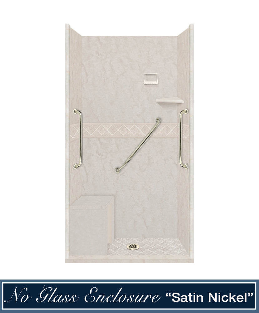 Freedom Rafe Marble Diamond Alcove Shower Enclosure Kit
