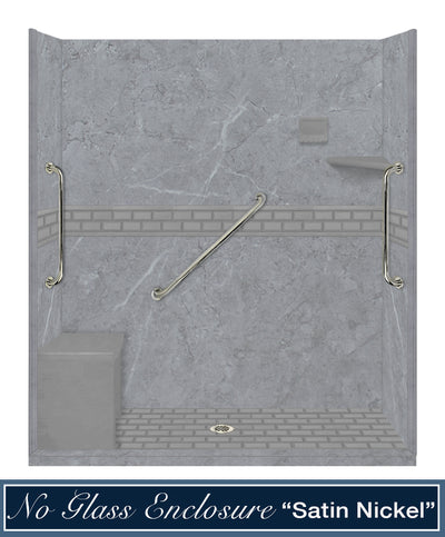 Freedom Grio Marble Subway Alcove Shower Enclosure Kit