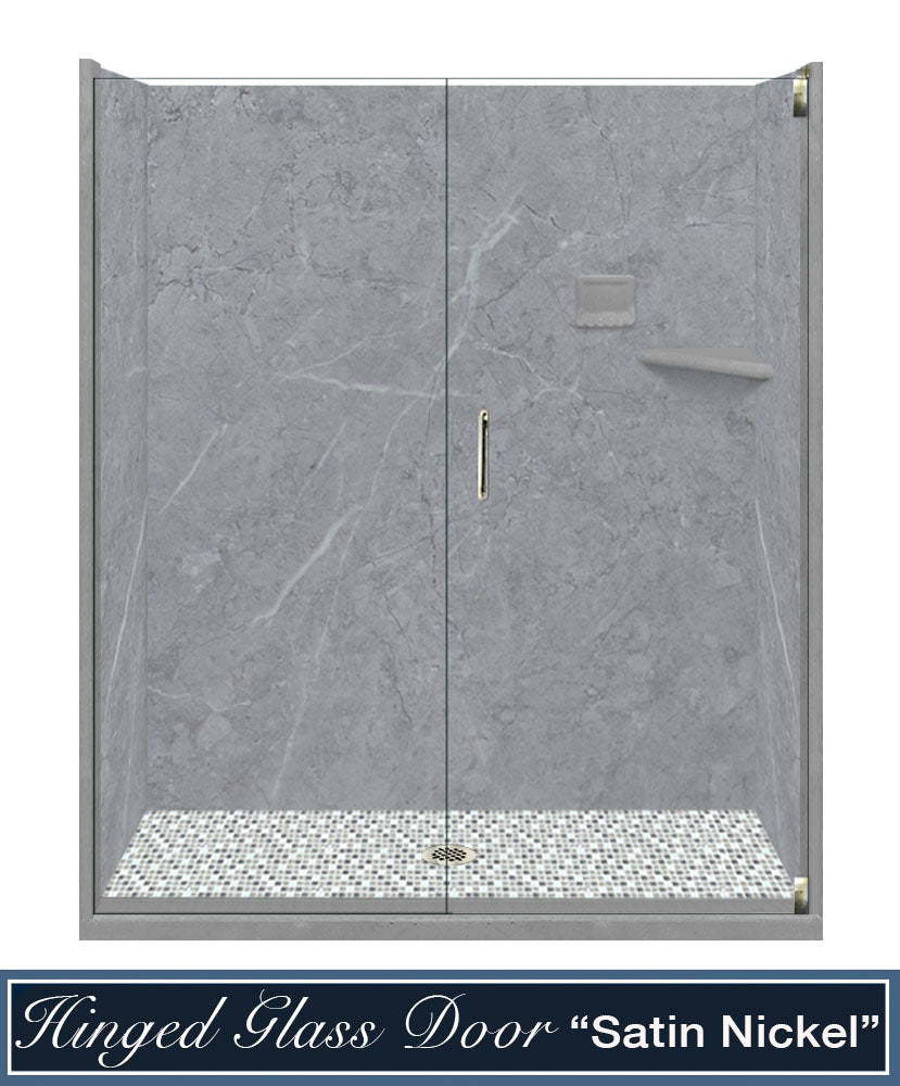 Grio Marble Del Mar Mosaic Alcove Shower Enclosure Kit