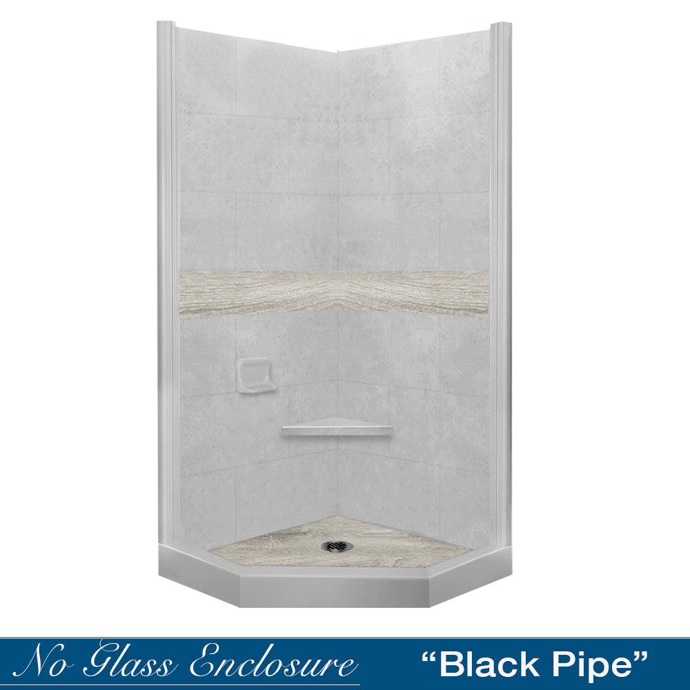 Neo-Angle Portland Cement Sistine Stone & Sterling Oak Wood Accent ("DIY Shower Remodel Kit")