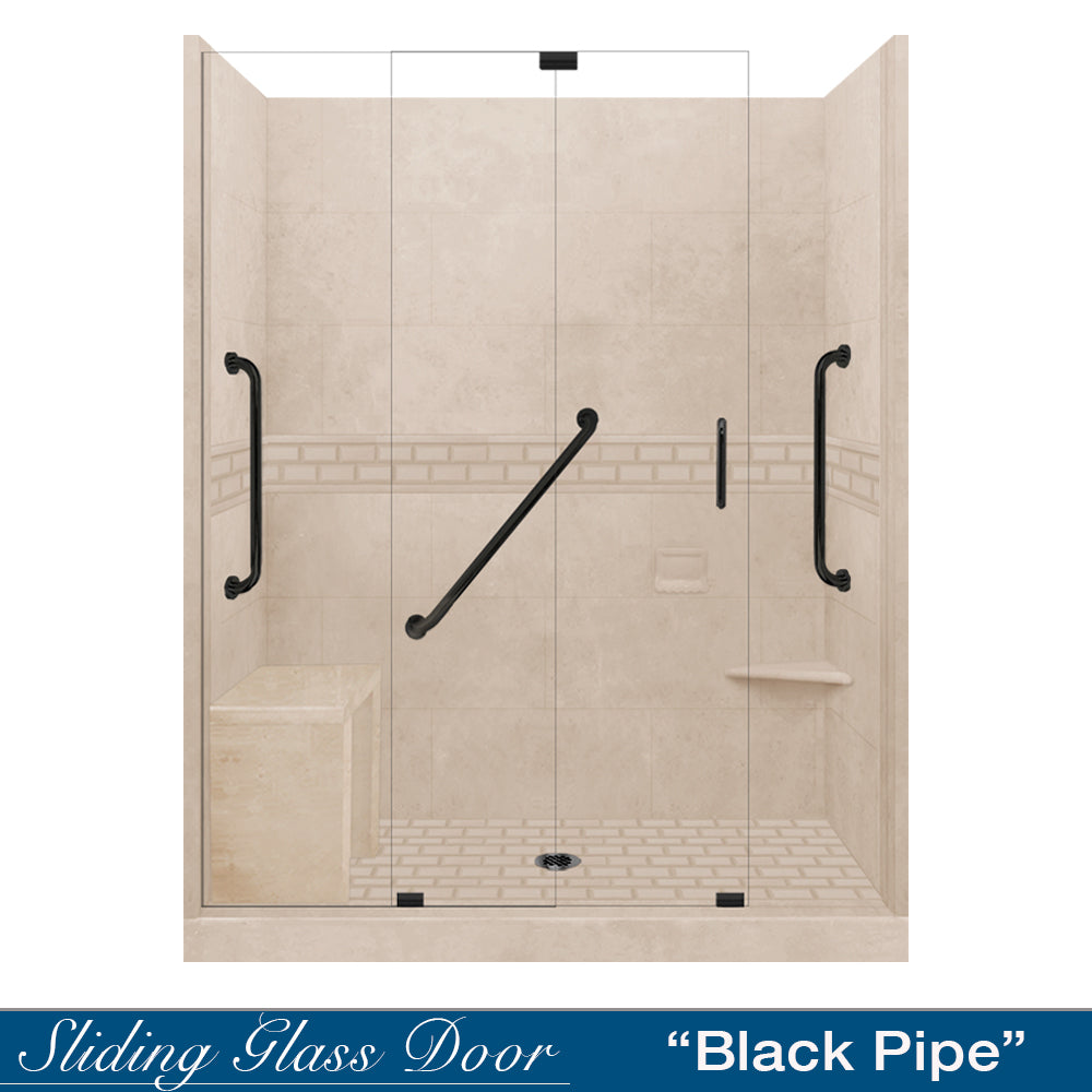 Freedom Subway Brown Sugar 60" Alcove Shower Enclosure Kit
