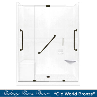 Freedom Subway Natural Buff 60" Alcove Shower Enclosure Kit