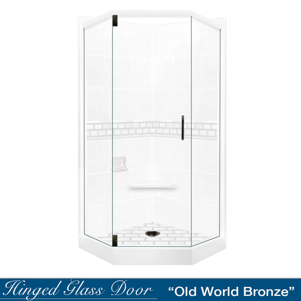 Neo-Angle Natural Buff Sistine Stone & Subway Stone Accent Shower Remodel Kit