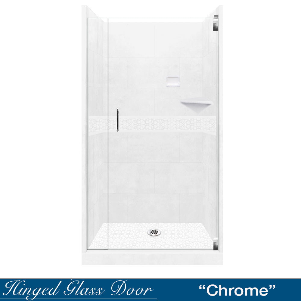 Alcove Natural Buff Sistine Stone & Pebble Stone Accent ("DIY Shower Remodel Kit")