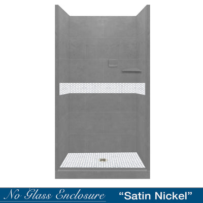 Pearl Hex Mosaic Wet Cement Small Alcove Shower Enclosure Kit