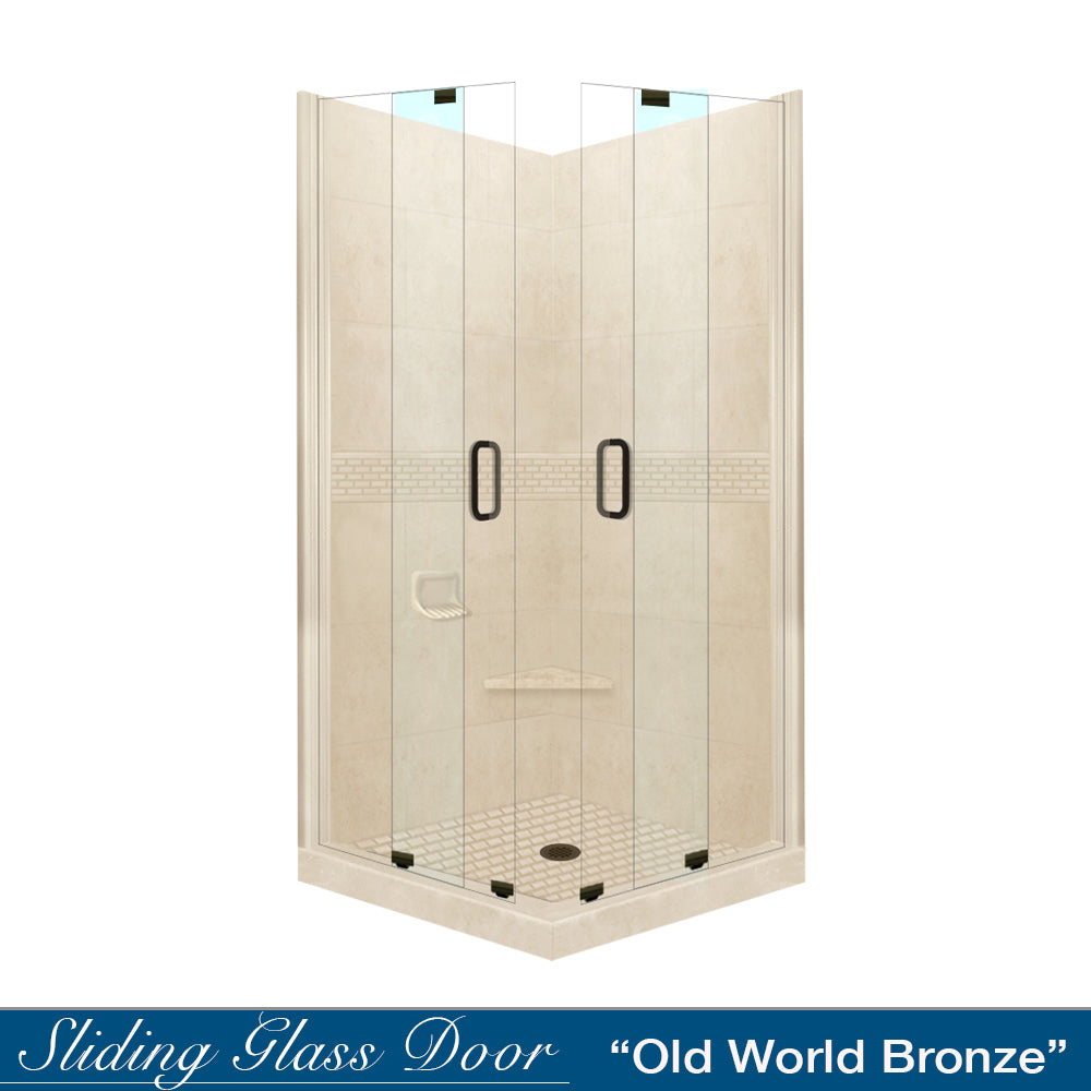Corner Desert Sand Sistine Stone & Classic Stone Accent ("DIY Shower Remodel Kit")