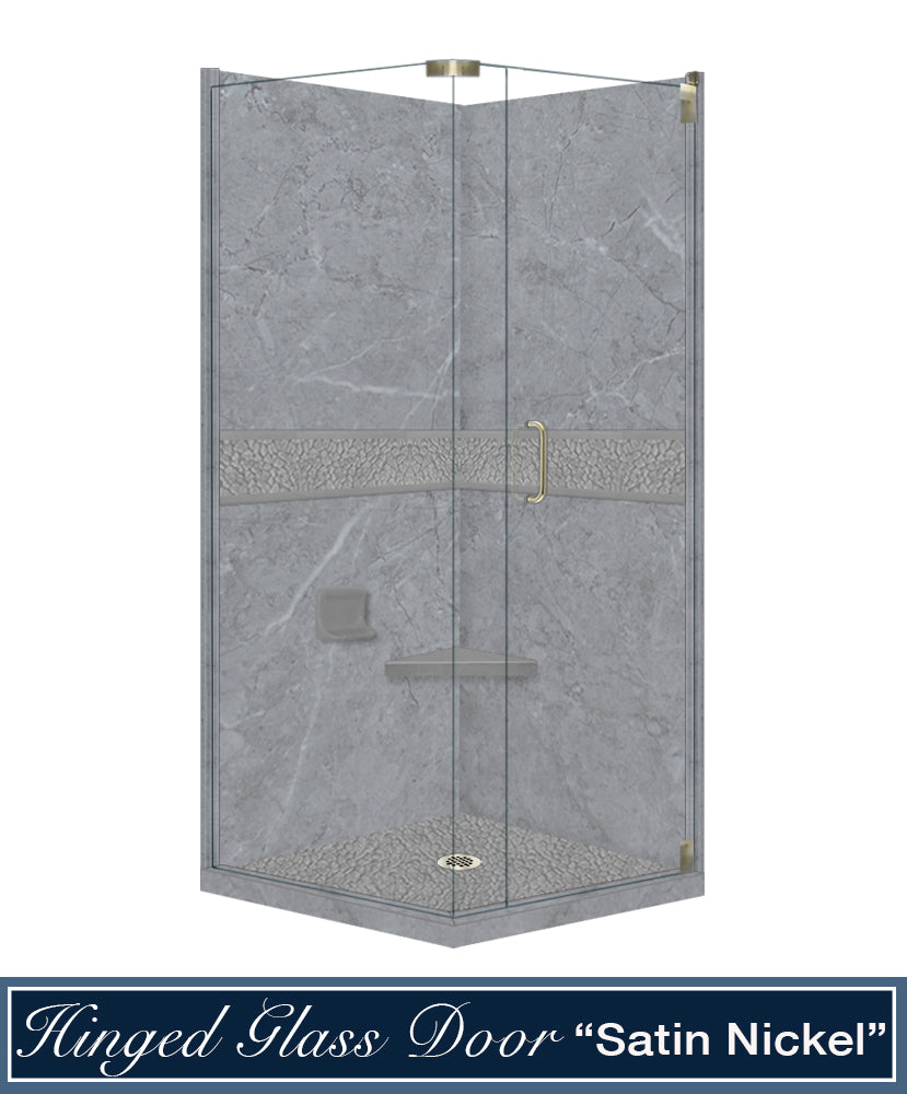 Corner Grio Medici Marble & Pebble Stone Accent Shower Remodel Kit
