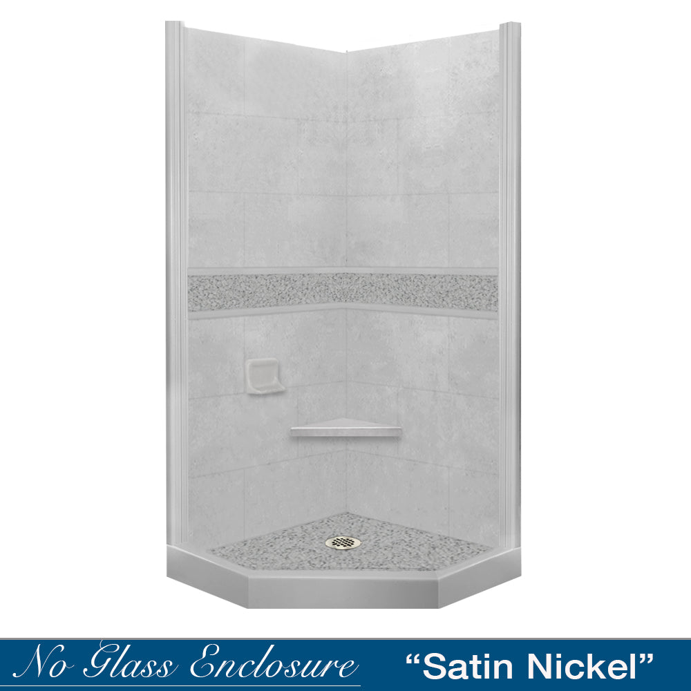 Neo-Angle Portland Cement Sistine Stone & Pebble Stone Accent Shower Remodel Kit