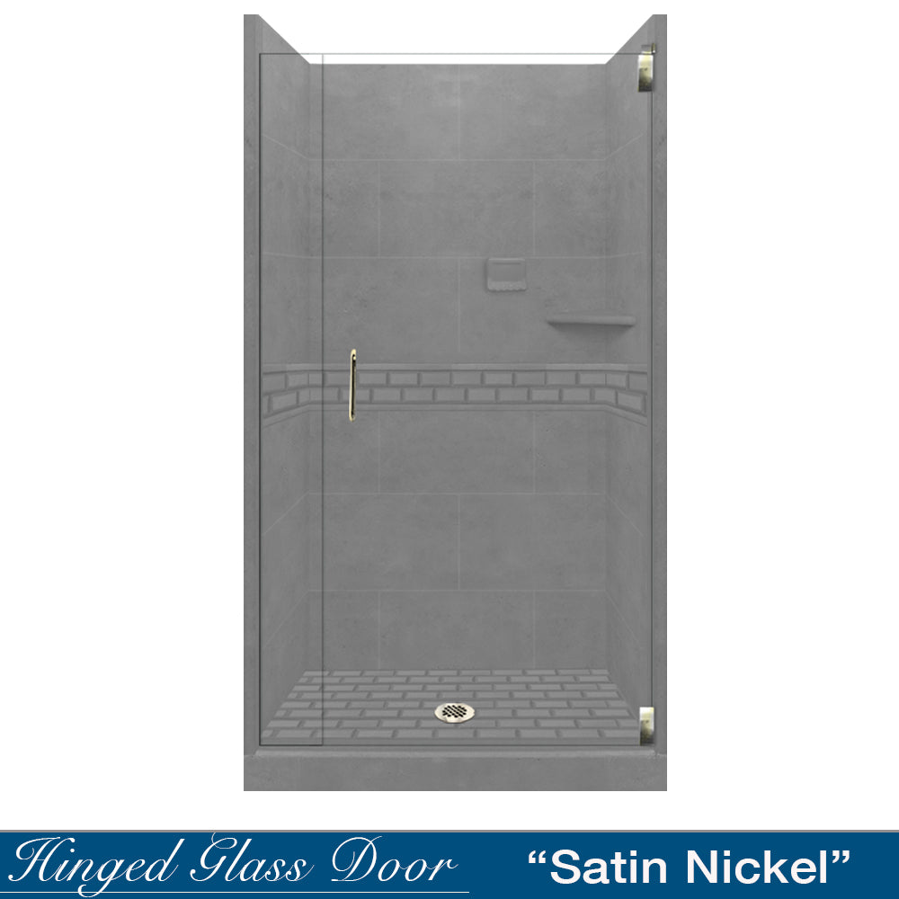 Alcove Wet Cement Sistine Stone & Subway Stone Accent Shower Remodel Kit